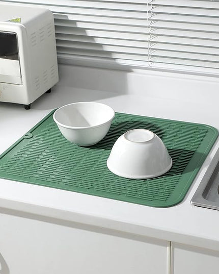 Silicone Dish Drying Mat for Multiple Usage,Easy clean,Eco-friendly,Heat-resistant Silicone Mat for Kitchen Counter or Sink,Refrigerator or Drawer Liner Green 2XL 24 inches x 18 inches