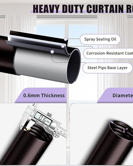 Curtain Rods 48 to 90 Inches Vintage Oil Bronze Curtain Rods for Windows Adjustable Drapery Rod with Bird Finials Heavy Duty Window Brown Curtains Rod for Living Room Bedroom