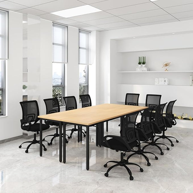 Bonzy Home 8FT Conference Table with Chairs Set, 94.4"x47.2"x29.5" Tables & 10Pcs Office Chairs, Meeting Room Study Printer Podcast Seminar Table Set for 10 People, Natural