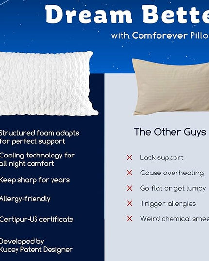 Cooling Side Sleeper Pillow for Adults, Firm Bed Pillow for Side Sleepers Neck and Shoulder Pain, Luxury Shredded Memory Foam Pillow Set of 1- Adjustable King Size- Washable Cover Original White