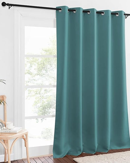NICETOWN Sliding Door Window Treatment Blackout Patio Door Curtain Panels, Privacy Thermal Drapes for Bedroom Living Room Department with Grommet Top (Sea Teal, W66 x L110)