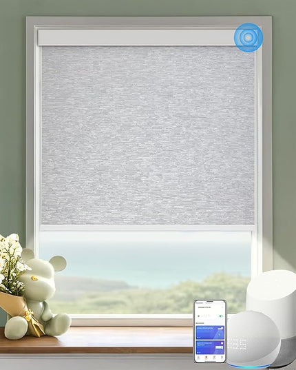 Motorized Blinds with Remote Cordless Automatic Motorized Shades Custom Blinds for Windows Smart Curtains Compatible with Alexa Google Home(Blackout Jacquard Grey,W20 x H72in)