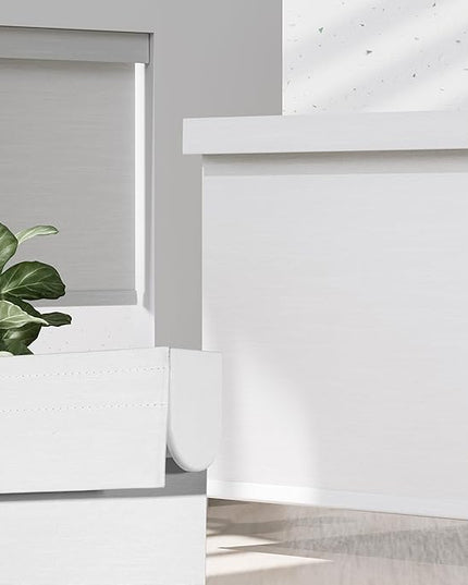 Blackout Roller Shades for Indoor Windows, Cordless Jacquard Fabric-Matched Roller Blinds, Easy to Install Privacy UV Protection Roll Up Blinds for Home Office, Pure White, 33" W x 72" H