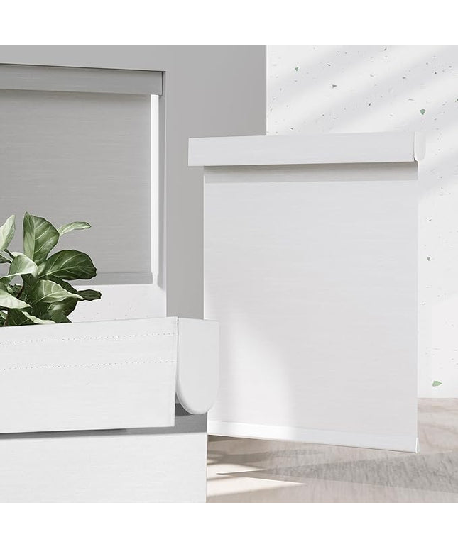 Blackout Roller Shades for Indoor Windows, Cordless Jacquard Fabric-Matched Roller Blinds, Easy to Install Privacy UV Protection Roll Up Blinds for Home Office, Pure White, 30" W x 72" H