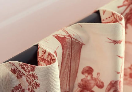 Maison d' Hermine Curtains for Living Room 100% Cotton 108 inch Length One Panel Light Filtering Toile Curtains for Bedroom Windows with Rod and Loop Pockets Drapes (Calais Cardinal, 50" W x 108" L)