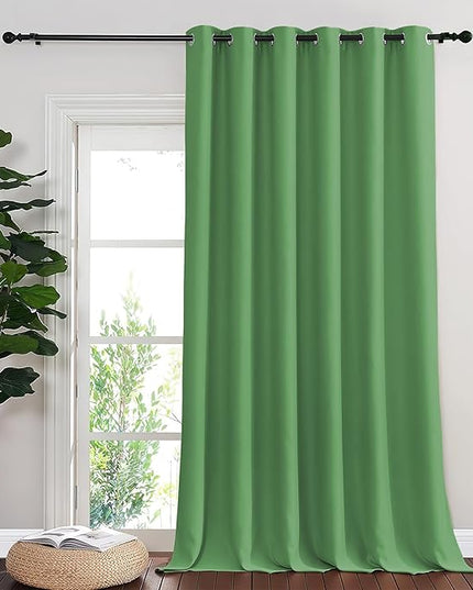 NICETOWN Blackout Room Divider Curtains for Sliding Glass Doors 102 Inches Long 1 Panel, Extra Wide Curtains for Doorway Patio Bedroom Living Room (Froest Green, 80Wx102L, 1 Panel)