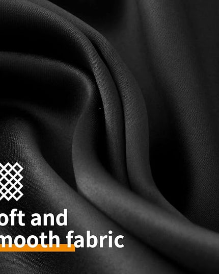 YoungsTex Black 100% Blackout Curtains 63 Inches for Bedroom Thermal Insulated Total Room Darkening Curtains for Living Room Window with Black Back Grommet, 2 Panels, 42 x 63 Inch
