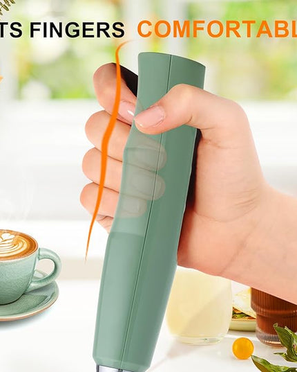 YUSWKO Granite Rechargeable Milk Frother for Coffee with Stand, Handheld Drink Mixer with 3 Heads 3 Speeds Electric Stirrers for Latte, Cappuccino, Hot Chocolate, Egg