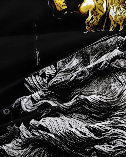 Modern Art Design Duvet Cover Set California King/King Size Black Golden Skull Comforter Covers Pillow Shams Black Background Bed Set Broken Statue Doce Bedding Sets
