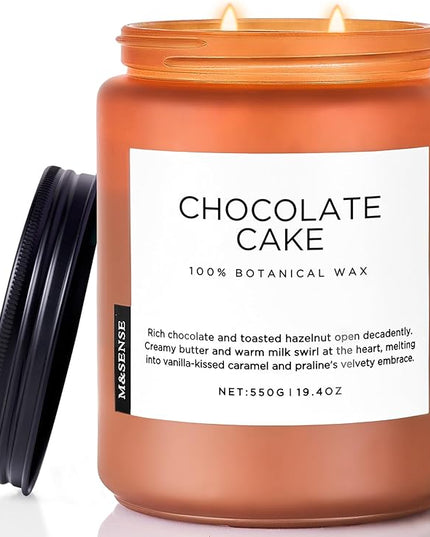 M&SENSE Chocolate Layer Cake Scent Candles, Large 19.4oz Natural Soy Wax 110 Hours Burn Time Clean Non Toxic Scented Classic 2 Wicks Candle for Bedroom Living Room Office
