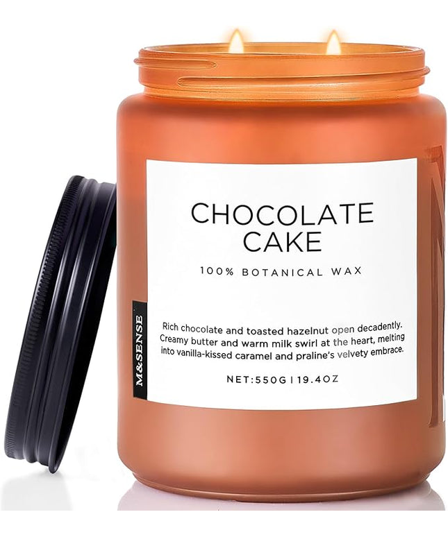 M&SENSE Chocolate Layer Cake Scent Candles, Large 19.4oz Natural Soy Wax 110 Hours Burn Time Clean Non Toxic Scented Classic 2 Wicks Candle for Bedroom Living Room Office