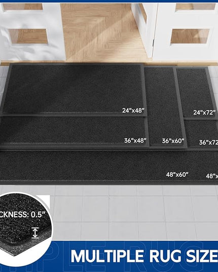 Sturdy Front Door Mat, 48" x 24" Heavy Duty Indoor Outdoor Doormat for Entryway, Fade Resistant, Waterproof Low Profile Entry Mat, Non Slip Welcome Mat for Outside Entrance, Patio, Home