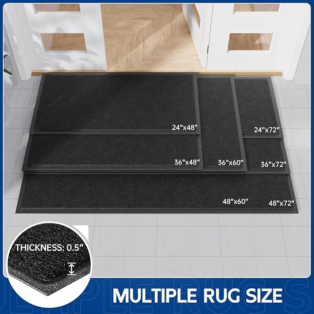 Sturdy Front Door Mat, 72" x 36" Heavy Duty Indoor Outdoor Doormat for Entryway, Fade Resistant, Waterproof Low Profile Entry Mat, Non Slip Welcome Mat for Outside Entrance, Patio, Home