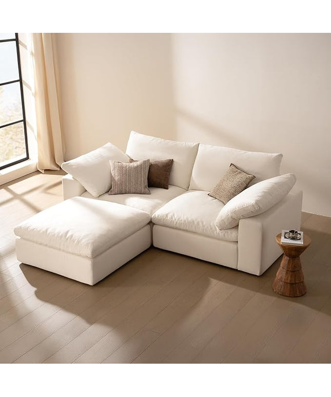 78.7" Cloud Couch Oversized Modular Sectional Sofa 2 Seater with Ottoman Modern Sofas True Relax Wide & Deep Seat Couches with Metal Frame Furniture Sets for Living Room Easy Assembly