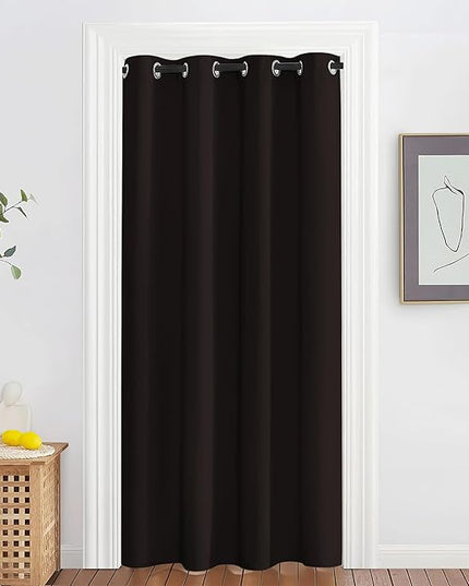 NICETOWN Blackout Doorway Curtain Drape 78 inch Long - Grommet Noise Reducing Thermal Insulated Solid Modern Window Treatments for Bedroom Closet (1 Panel, 52 x 78 Inch, Toffee Brown)