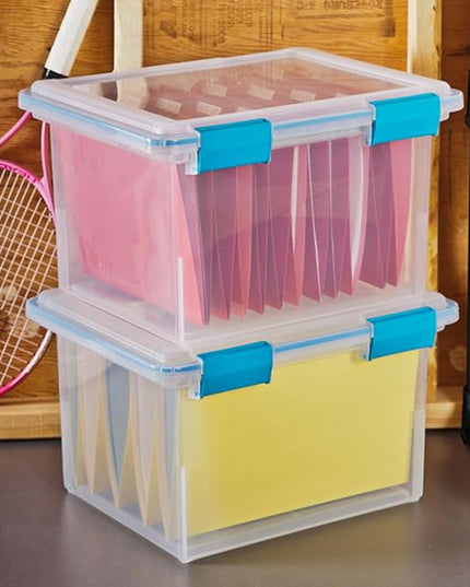 Sterilite 16-Pack Gasket Box, Weather-Resistant Storage Bins with Latching Lids, 32 Quart - Heavy-Duty Organizing Containers for Closet, Bathroom, and Office