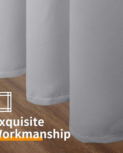 YoungsTex Light Grey Blackout Curtains for Living Room 63 Inch Length - Thermal Insulated with Grommet Room Darkening Drapes for Bedroom Window, 2 Panels, 52 x 63 Inch