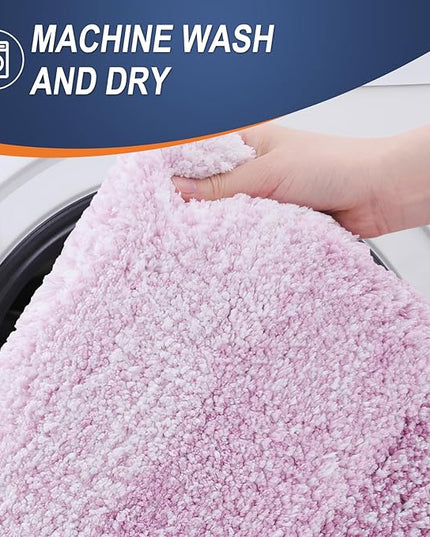 OLANLY Bathroom Rug Set 2 Piece, Soft Absorbent Microfiber Bath Rug Set, Non-Slip, Machine Wash Dry, Plush Shaggy Bath Mats for Bathroom (47"x20"+24"x16", Pinkish-Purple)