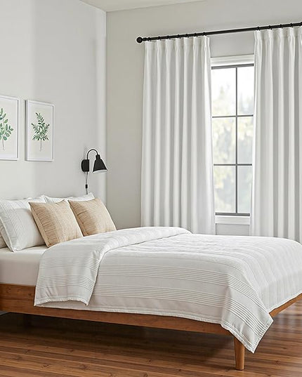MYSKY HOME White Blackout Curtains 108 inches Long Pinch Pleated Curtains for Living Room Bedroom 100% Room Darkening Black Out Window Drapes with Hooks Back Tab, 40" Wide per Panel, 2 Pieces