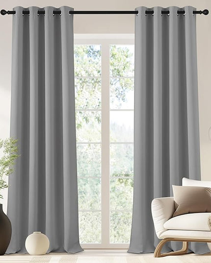 NICETOWN Blackout Drapery Curtain Panel 90 inches Long - Window Treatment Thermal Insulated Grommet Blackout Curtain/Drape for Bedroom Living Room (Silver Grey, 1 Panel, 46 by 90 inches)