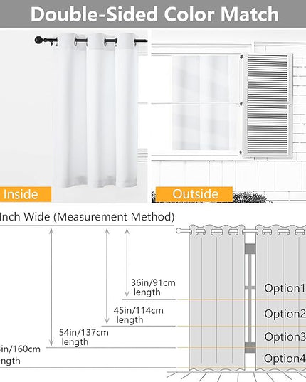 Simplebrand Pure White Curtains for Bedroom 63 Inch Length 2 Panels Set, Light Filtering Thermal Insulated Energy Saving Curtains for Nursery, Grommet Solid Soft Window Treatment Drapes, W40 x L63