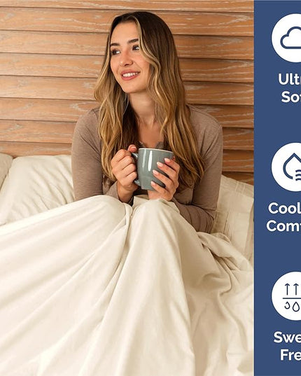 King Size 4 Piece Sheet Set - Comfy Breathable & Cooling Sheets - Hotel Luxury Bed Sheets for Women, Men, Kids & Teens - Deep Pockets, Easy-Fit, Wrinkle Free Sheets - Off White Oeko-Tex Bed Sheet Set