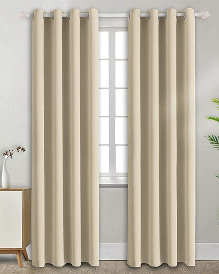 BGment Room Darkening Curtains 96 Inches Long - Grommet Thermal Insulated Drapes Window Treatment Curtains for Bedroom, 2 Panels, 55 x 96 Inch, Beige