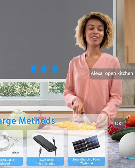 Motorized Blinds with Remote Cordless Automatic Motorized Shades Custom Blinds for Windows Smart Curtains Compatible with Alexa Google Home(Blackout Thunder Grey,W69 x H72in)