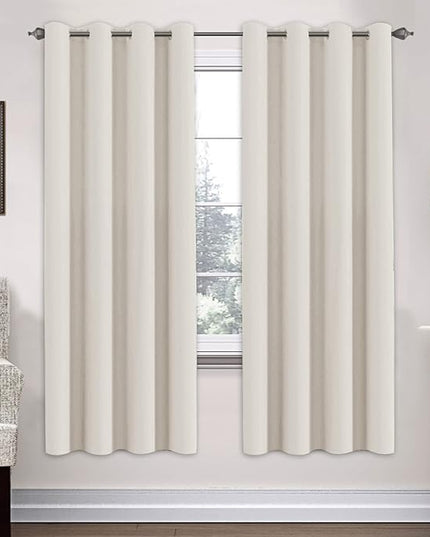 H.VERSAILTEX Room Darkening Curtains for Living Room Light Reducing Thermal Insulated Window Treatment Panels/Drapes Grommet Top 2 Panels (Ivory - 52 x 72 Inches)