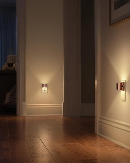 DORESshop LED Night Light[2 Pack], Night Lights Plug into Wall, 3 Level Brightness Adjustable Plug in Night Light, Dusk to Dawn Sensor Nightlights for Adults,Bedroom,Bathroom,Hallway,3000K Rose Gold