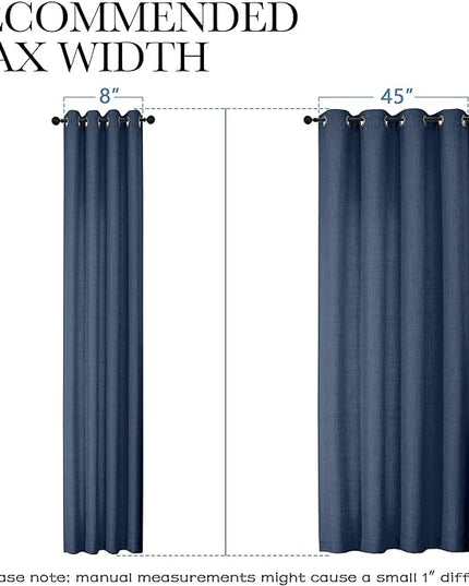 Chyhomenyc Blue Curtains 84 Inches Long 2 Panels Set, Light Filtering Faux Linen Textured Soft Airy Window Curtains for Living Room Bedroom, Thick Modern Privacy Grommet Drapes, 50Wx84L, 2PCS