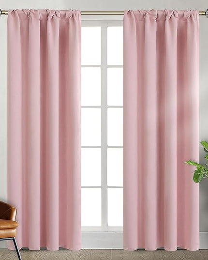 BGment Pink Curtains 84 inch for Bedroom - Rod Pocket and Back Tab Blackout Curtains Thermal Insulated Room Darkening Curtains for Living Room, 2 Window Curtain Panels (38 x 84 Inch, Pink)