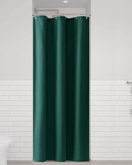 Naturoom Dark Green 36 Inch Shower Curtain - Stall Narrow Half Linen Ultra Thick Fabric Shower Curtain Set with Hooks, Boho Farmhouse Rustic RV Camper Bath Curtains for Bathroom, 36x72