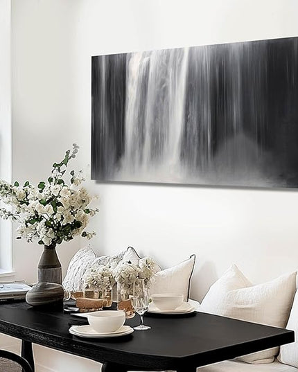 Abstract Waterfall Picture Living Room Decor Abstract Wall Art Black and White Artwork Modern Office Home Decor 20X40 Inch