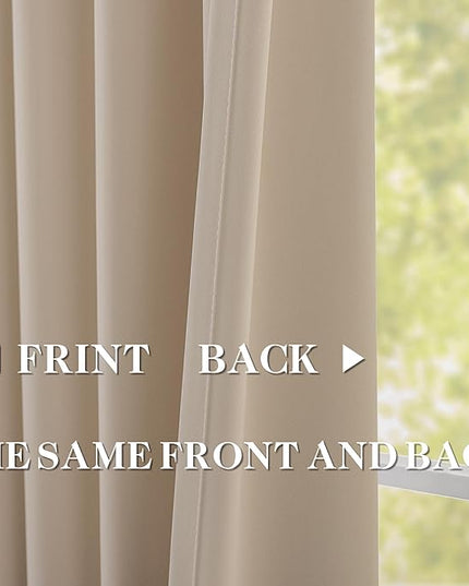 DONREN Sand Pinch Pleated Blackout Curtains with Hooks - 120 inch Length Room Darkening Thermal Insulated Window Curtain Panels Ceiling to Floor for Living Room 2 Panel 40" Wx120 L
