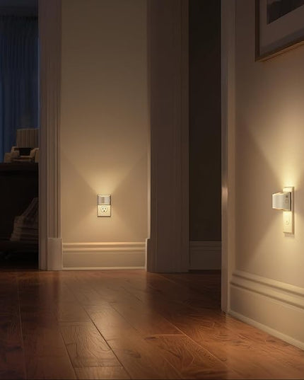 DORESshop LED Night Light[4 Pack], Night Lights Plug into Wall, 3 Level Brightness Adjustable Plug in Night Light, Dusk to Dawn Sensor Nightlights for Adults,Bedroom,Bathroom,Hallway,3000K White Cover