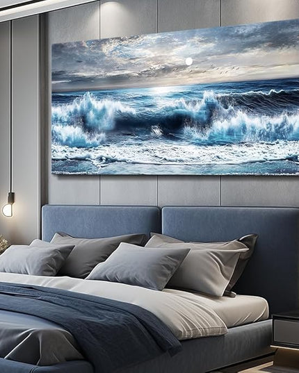 ERQINHUA Large Canvas Wall Art For Living Room Restaurant Wall Decor For Bedroom Marine Landscape Paintings Office Wall Prints Pictures Artwork Ready To Hang Hotel Room Home Decoration 24"x48"