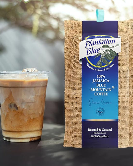 PREMIUM PLANTATION BLUE TRADITION CLASS EXPERIENCE 100% Jamaica Blue Mountain Coffee Medium Roasted and Ground (16oz)