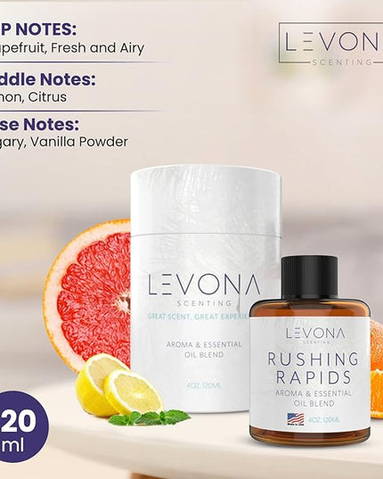 Levona Scent Essential Oil - Fresh Aroma for Home, Office, Hotel & Spa, Perfect in Humidifiers and Diffusers, Luxury Fragrance, With Grapefruit, Citrus, Vanilla Notes - 700ml/ 23 fl oz, Rushing Rapids