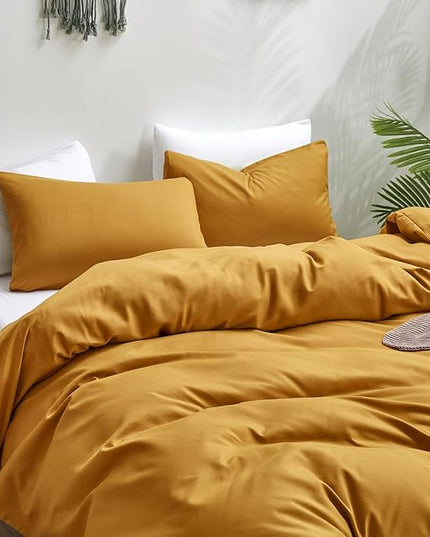 Luxlovery Mustard Yellow Comforter Set King Bedding Comforter Sets Men Women Solid Color Ginger Yellow Blanket Quilts Beathable Soft Cozy Puffy Lightweight Hotel Quailty Bedding Set