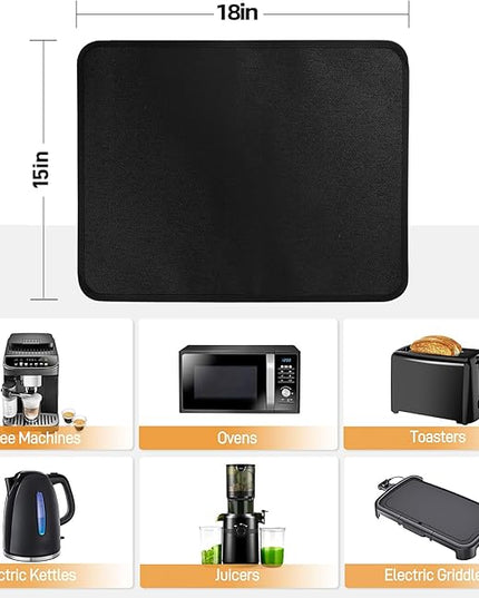 Heat Resistant Mats for Countertop - Fireproof 15x18 in Heat Resistant Mats for Air Fryer - Hot Pad Air Fryer Mat Compatible with Ninja,COSORI,Cuisinart for Coffee Maker, Toaster, Oven 2PCS - Black