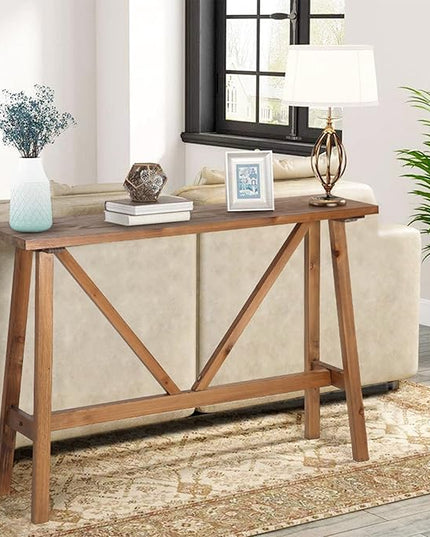 Wnutrees 43" Farmhouse Solid Wood Console Tables, Rustic Hallway Table, Solid Firwood Sofa Table for Entryway, Living Room, Easy Assembly, Natural