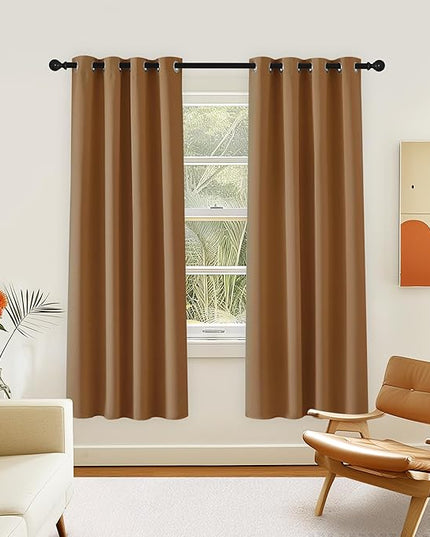NICETOWN Room Darkening Curtain for Living Room - Energy Saving Thermal Insulated Grommet Room Darkening Curtain/Drape for Bedroom (1 Panel, 46 by 72, Gold Brown)