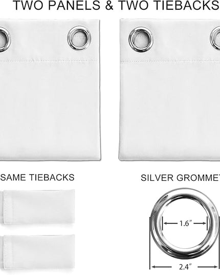 Blackout Curtains for Bedroom Thermal Insulated Light Blocking Room Darkening Curtains Solid Grommet Window Drapes for Living Room, Set of 2 Curtain Panels 52 W x 63 L inch Long Ash White