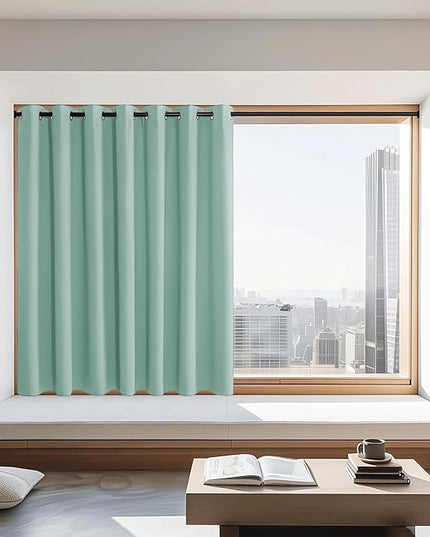 NICETOWN Blackout Curtains 72 inches Long, Grommet Privacy Window Treatment Thermal Insulated Room Darkening Sliding Glass Door Drape for Bedroom Living Room, 1 Panel, W100 x L72, Aqua Blue