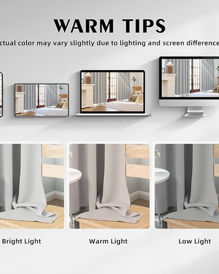 Room Darkening Curtains 84 Inch Length for Bedroom Living Room, Insulated Thermal Grommet Curtain Drapes, Blackout(60-90%,Not 100%) Window Treatment Decor, 2 Panels, 52x84, Silver Grey