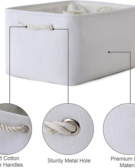 TheWarmHome Storage Basket for Gifts Empty - X Large - 3 Pack 17.7L×13.8W×9.8H in Collapsible Storage Bin for Shelves, Toy Box Storage for Gifts Book Laundry (White)