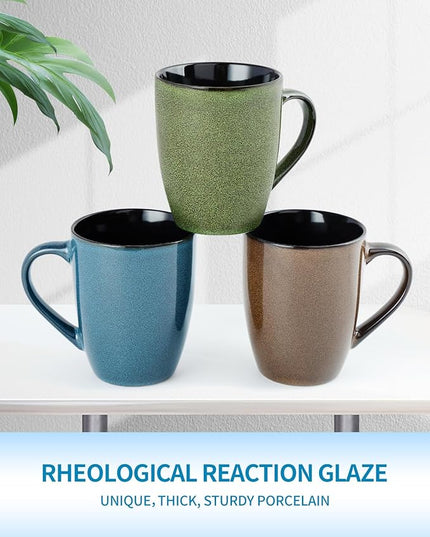 Ceramic Mugs 12oz,Large Ceramic Coffee Cups for Men, Women, Dad, Mom, Modern Coffee Mugs With Handle For Tea,Latte,Cappuccino,Cocoa. (Green 1 Pack)
