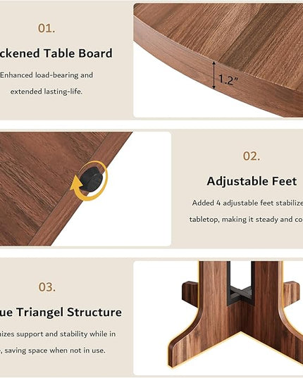iPormis 59" Round Extendable Dining Table for 4-6, Modern Kitchen Table with Heavy Duty Pedestal Base & Wooden Top, Oval Dining Room Table for Dining Living Room, Easy Assembly, Walnut