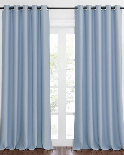 NICETOWN Blackout Curtains 84 Inch Length, Thermal Insulated Curtains for Bedroom Grommet Energy Saving Room Darkening Drapes for Living Room Window, 1 Panel, Vintage Blue, 66" W x 102" L